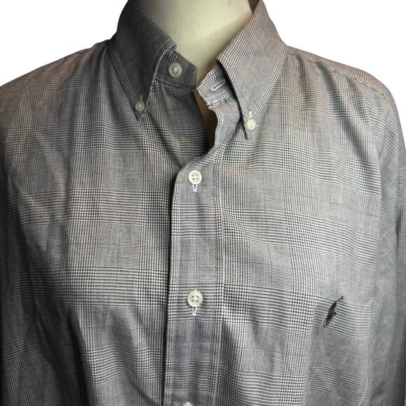 Ralph Lauren Blake Men's Button Down Shirt, Gray Glen Plaid, 100% Cotton, XL - Picture 2 of 6